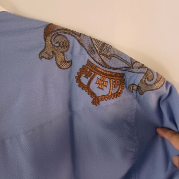English Laundry Blue Embroidered Cotton Blend Shirt Men’s 3XL Excellent - Picture 7 of 11